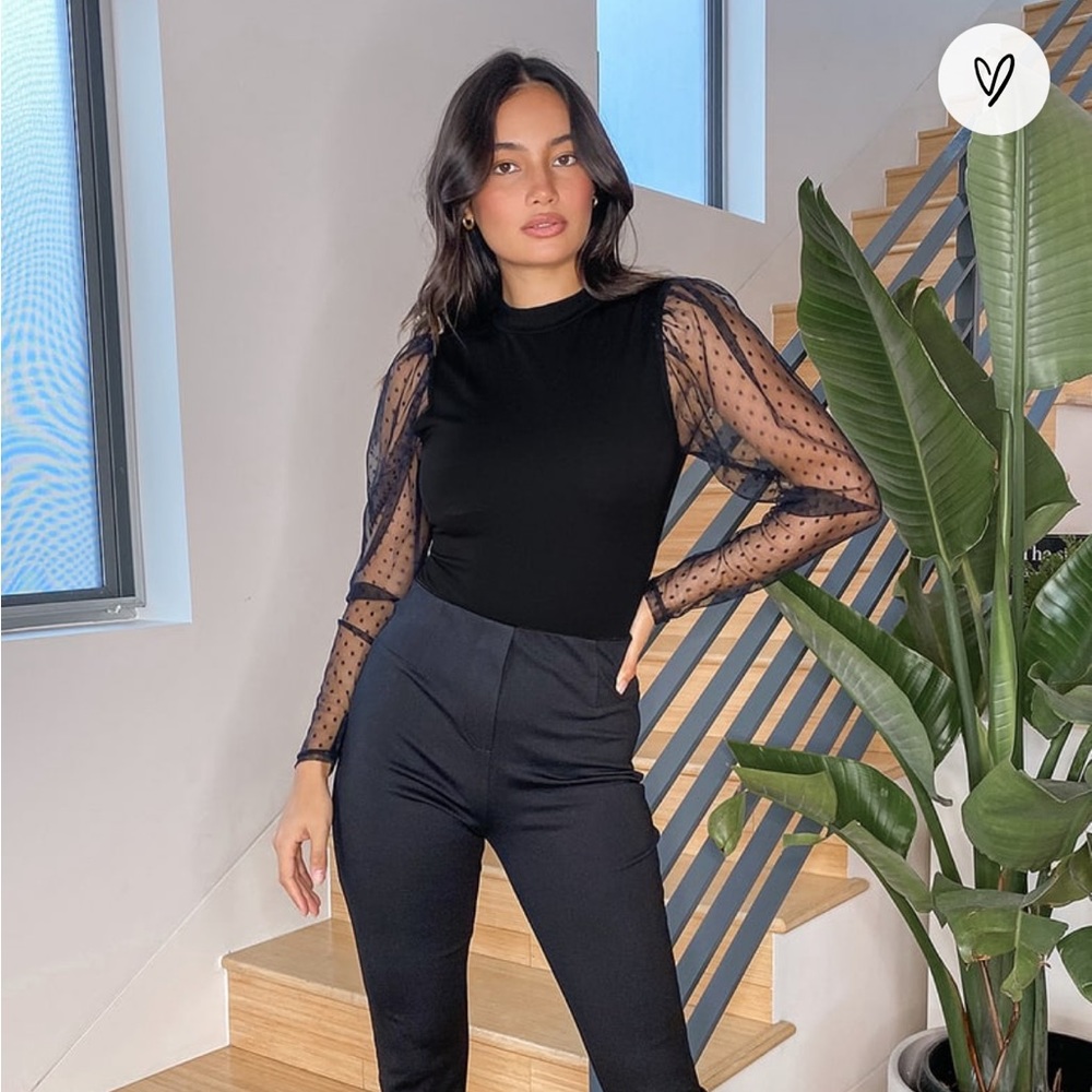 Lulu’s Save a Spot black mock neck bodysuit